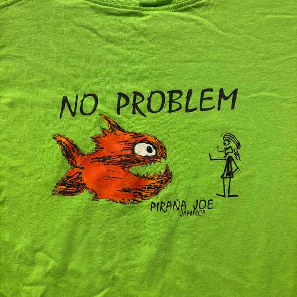 VTG Pirana Joe Shirt Mens XL Green Jamaica "No Problem" Graphic Funny Surfer, Pl - Picture 7 of 8